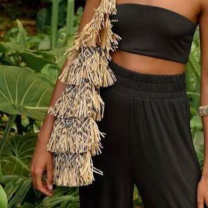 Free People Soleil Raffia Fringe Hobo Bag
